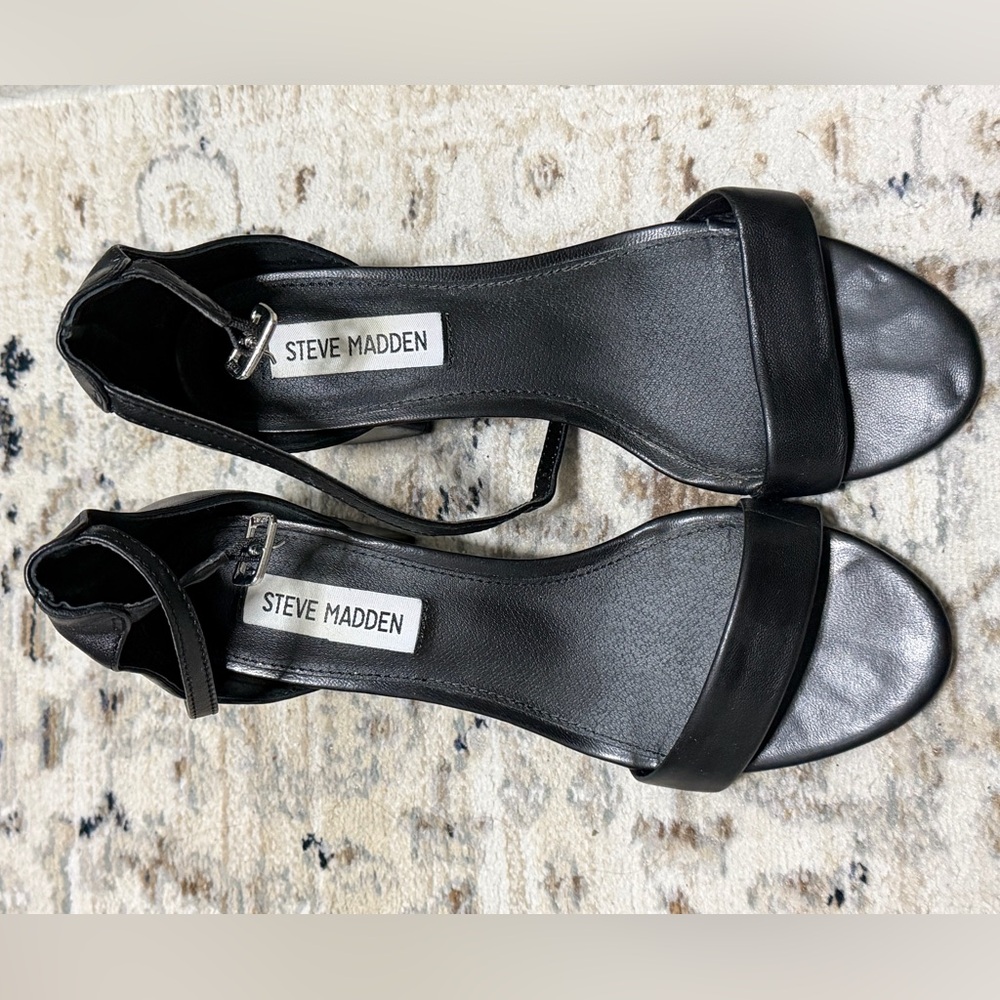 Steve Madden Black Open-Toe Ankle Strap Heels